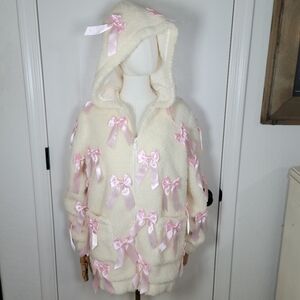 Dolls Kill Sugar Thrillz Pinky Promise Oversized Bow Sherpa Hoodie XXS Kawaii